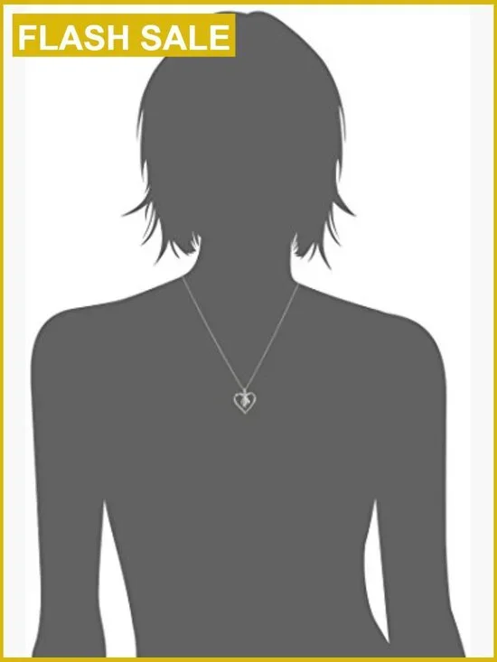 Sterling Silver Diamond Heart Pendant Necklace 18 Inch Chain - Picture 6 of 7